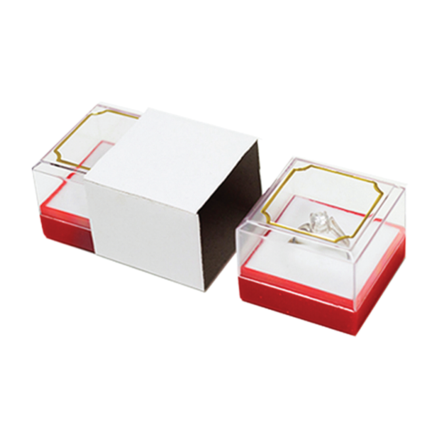 72 Pcs - Gold Liner Plastic Ring Gift Box (0.89 per piece)