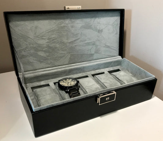 Deep Rich Black Watch Box with 5 compartments