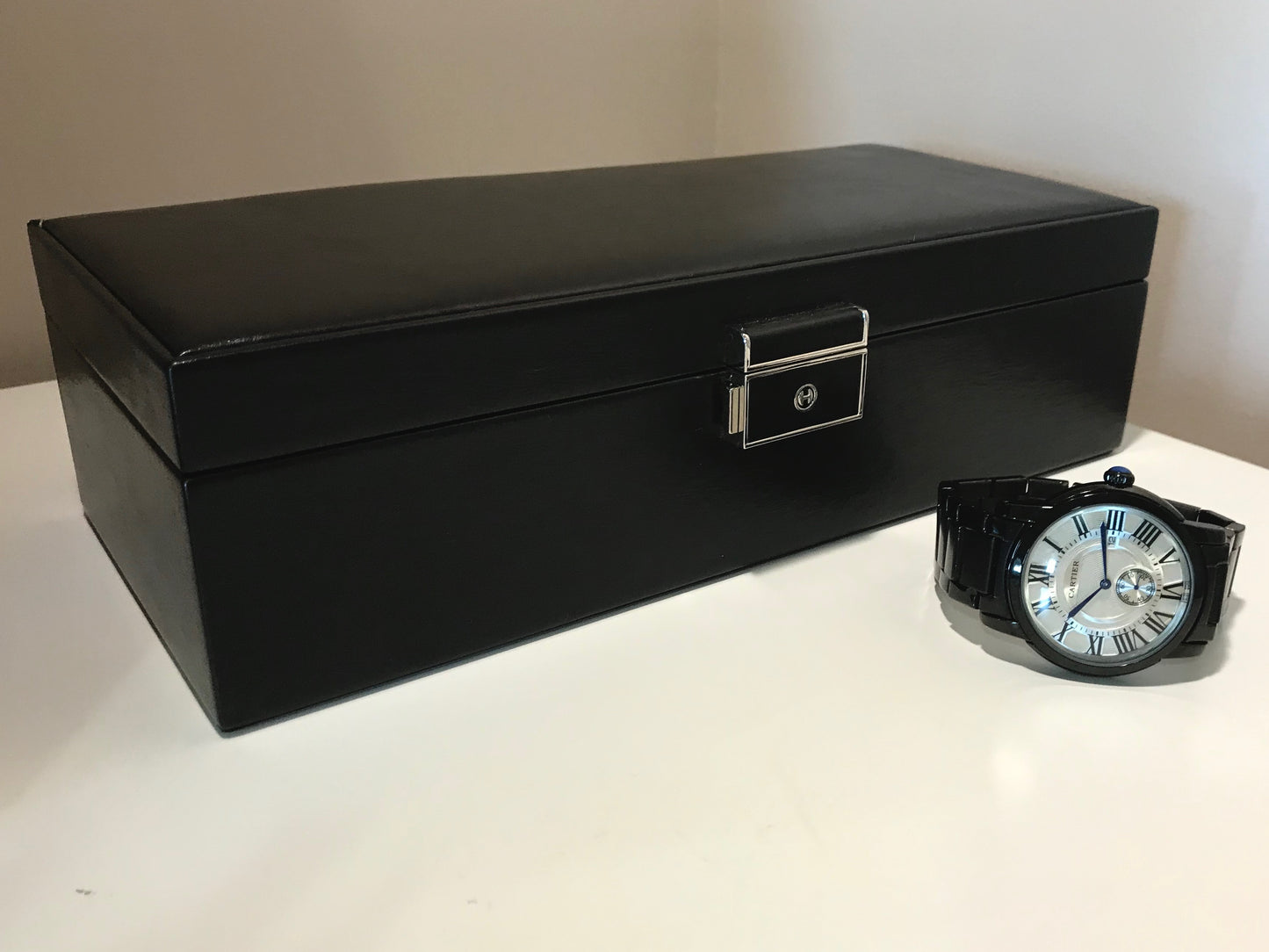 Deep Rich Black Watch Box with 5 compartments