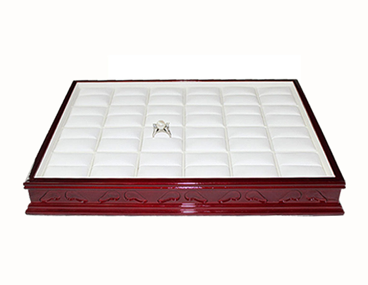 Large 24 Rings Rosewood Tray (Paisley Engraved Border)