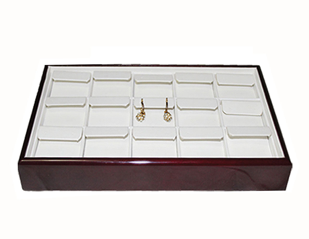 15 Earrings Rosewood Tray (Plain Border)