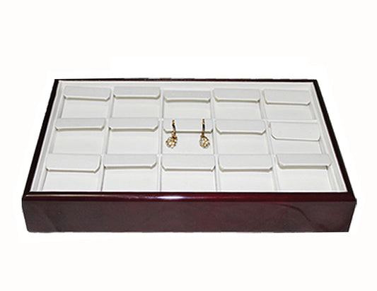 15 Earrings Rosewood Tray (Plain Border)