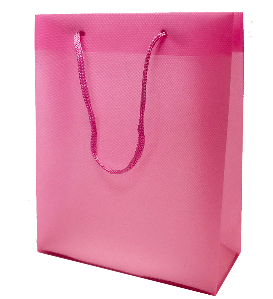 12 Assorted Colours granulated plastic gift bags - Medium ($0.58/each)